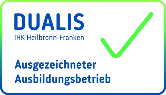 IHK Dualis Siegel DUALIS-Siegel der IHK Heilbronn-Franken als Ausgezeichneter Ausbildungsbetrieb