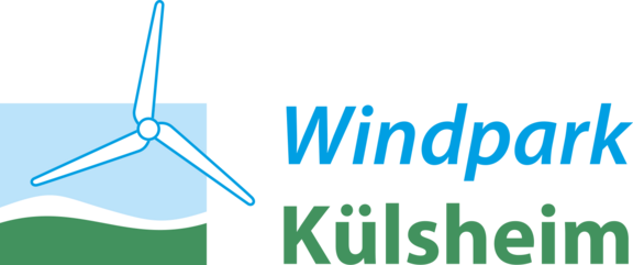 Logo Windpark Külsheim Logo Windpark Külsheim auf dem links ein Windkraft als Symbol in Blau und grün abgebildet ist.